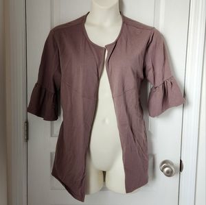 NWOT AnyBody Knit French Terry Ruffle Sleeve Cardigan
